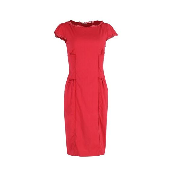Miu Miu Short Sleeve Midi Dress in Red Cotton